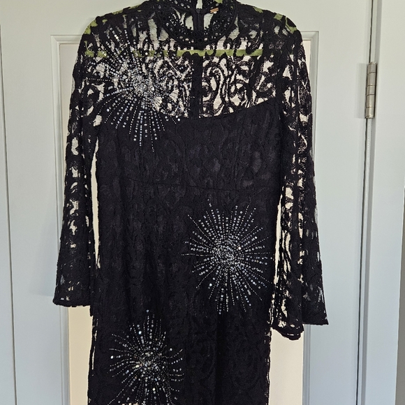 FREE PEOPLE The North Star Dress - Black Lace, Chrystal And Sequin Stars - Picture 3 of 8